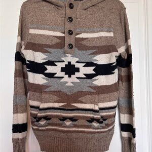 American Eagle Outfitters Brown Aztec Crewneck Pullover Sweater